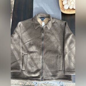 Brooks Brothers Brown Sherpa Fleece Zip-Up Jacket